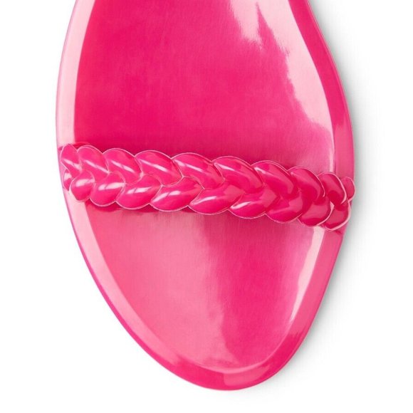 Stuart Weitzman $125 Braida Sawyer Jelly Orchid Pink Flat Sandals 6 36.5 BNIB! - Picture 11 of 14